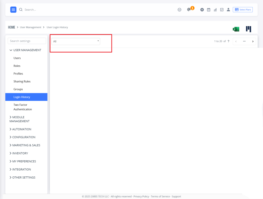 Filtering the Activity Log