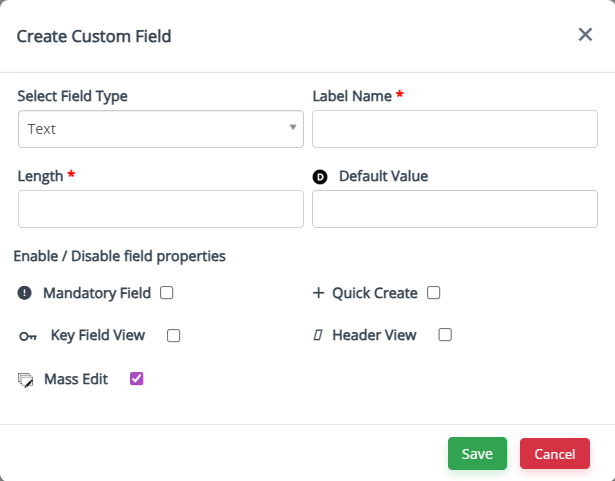 Creating Custom Fields in Zaris CRM