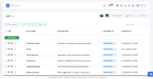 List View Agents