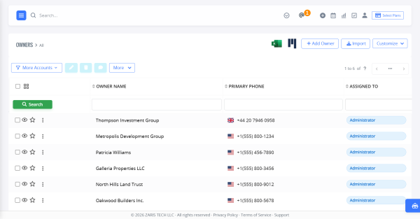 List View Owners