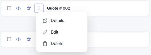 Three row actions Details, Edit, Delete