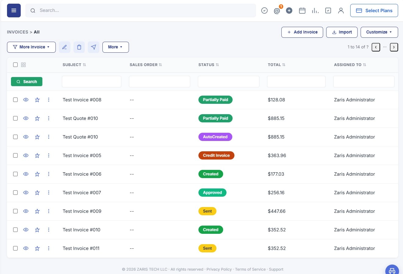 Manage all invoices in a centralized dashboard