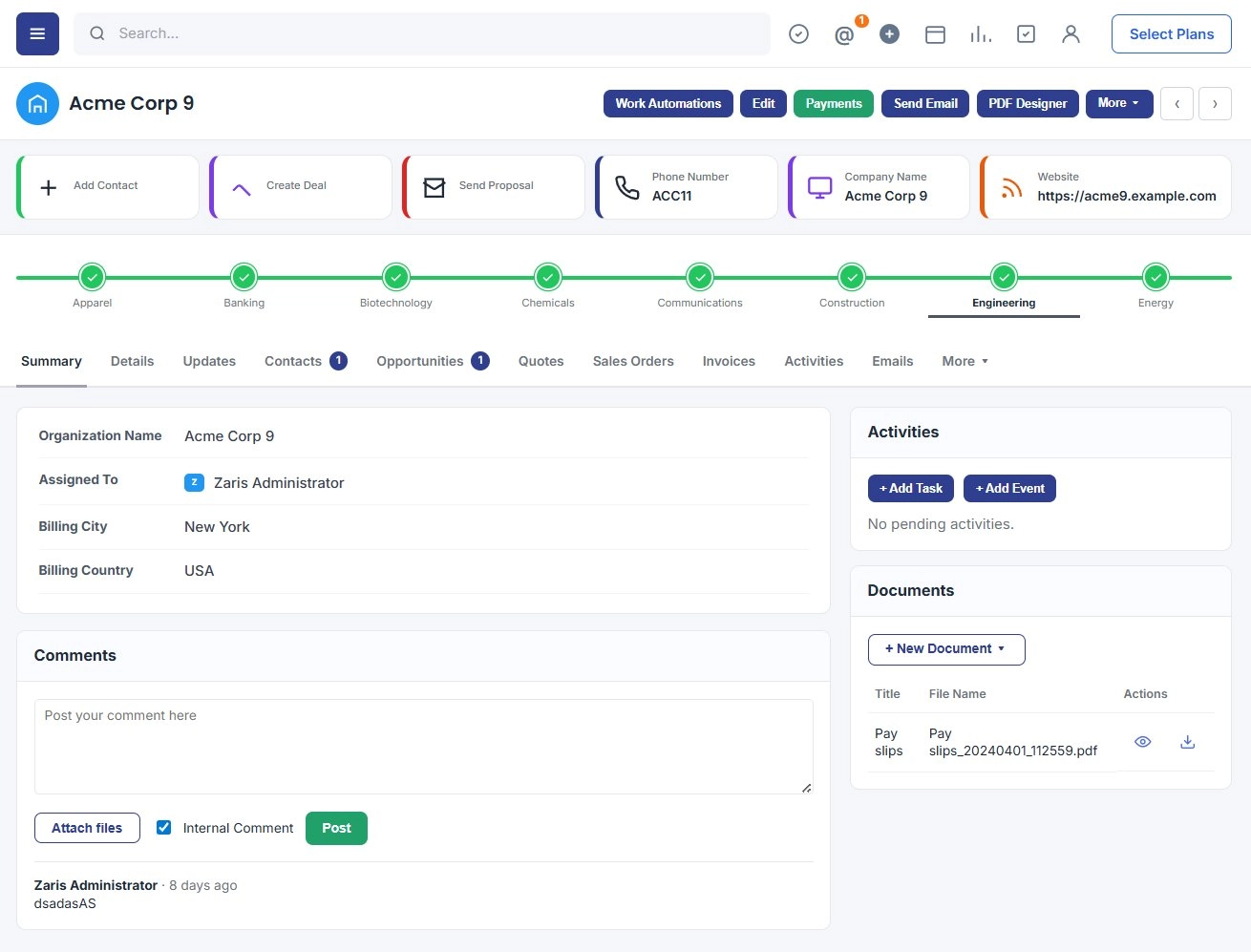 Organizations-Organization Summary View