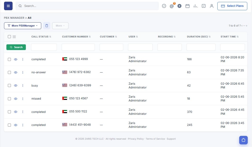 Track every call in PBX Manager