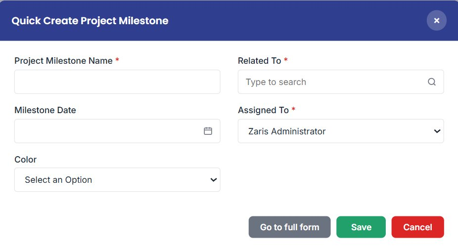 PROJECT MILESTONES-Quick Create Project Milestone