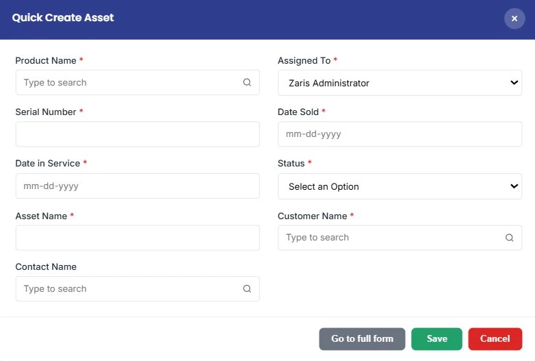 Add New Asset