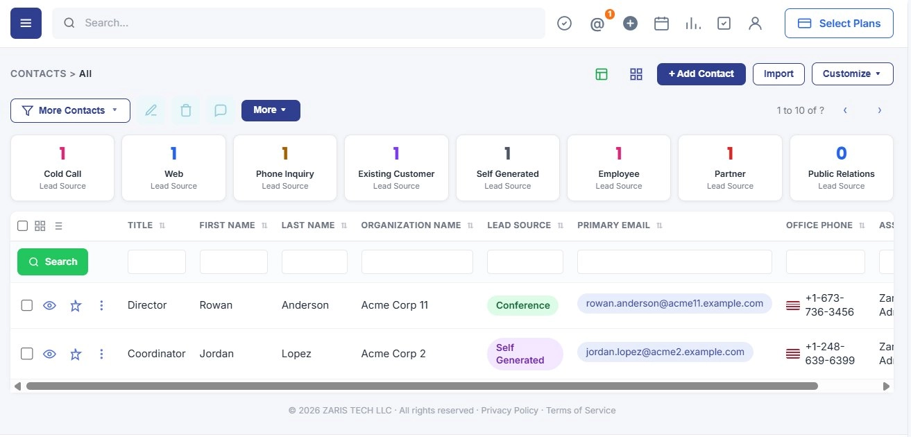 contacts-The Contacts workspace
