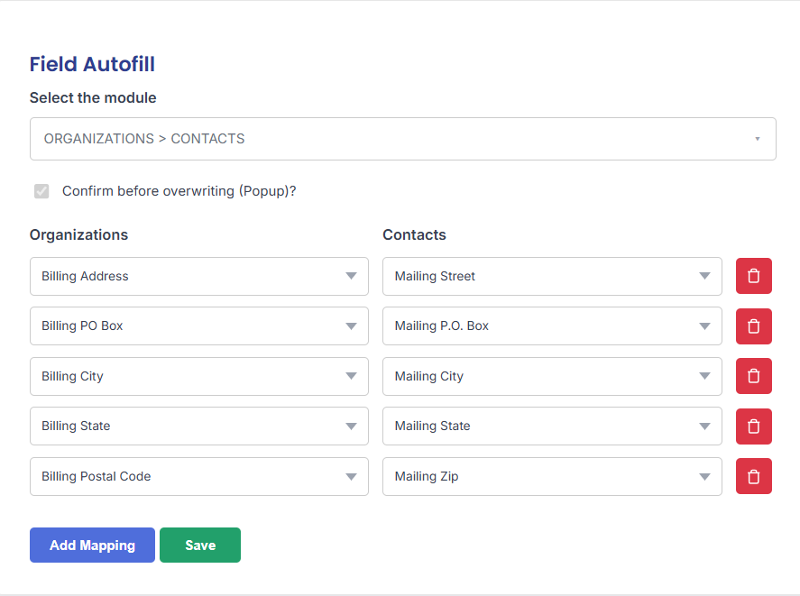 field auto fill-Configuration