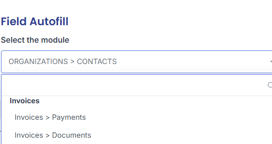 field auto fill-Select the Module