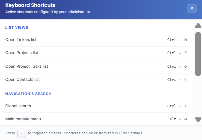Shortcut Help Overlay