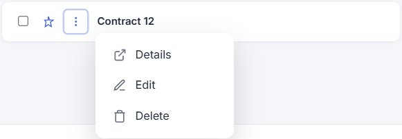 service contracts-Details, Edit, Delete from the list
